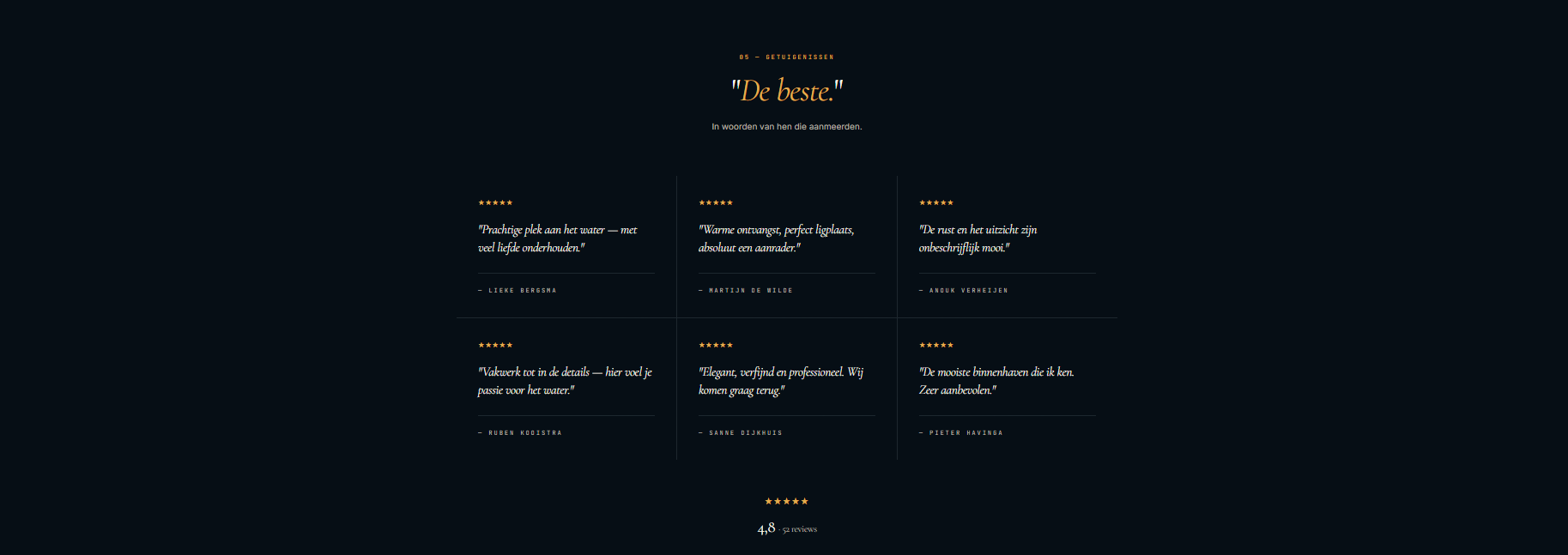 Voorbeeldwebsite Deewey — Getuigenissen